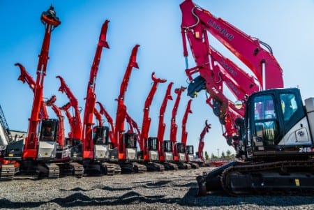 Cranes lined up at Portland Triad Machinery location